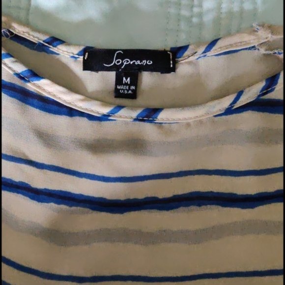 Soprano Beige/Blue Stripe Sheer Top - Picture 5 of 8